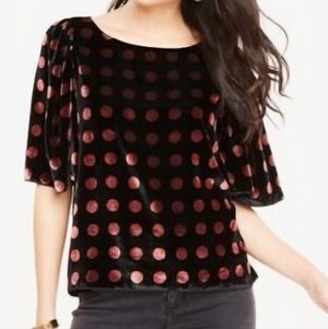 Ann Taylor Black W Raspberry Polka Dots Size L